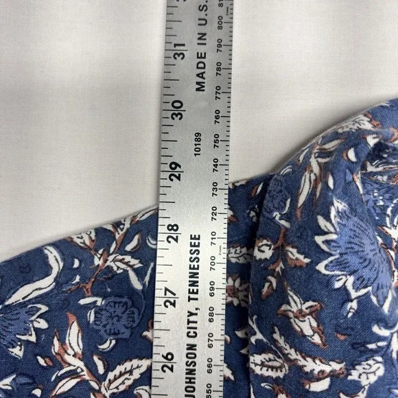 Abercrombie & Fitch Mens XL Blue Floral Linen Blend Short Sleeve Button Up Shirt - Picture 5 of 6